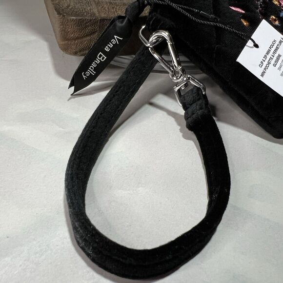 Vera Bradley Black Velvet Winter Ornaments Clip & Zip Mini Pouch Embroidered New - Picture 6 of 8